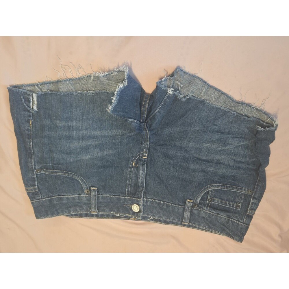 AE American Eagle Cut Off Jean Shorts Size 14 Blue Frayed Distressed